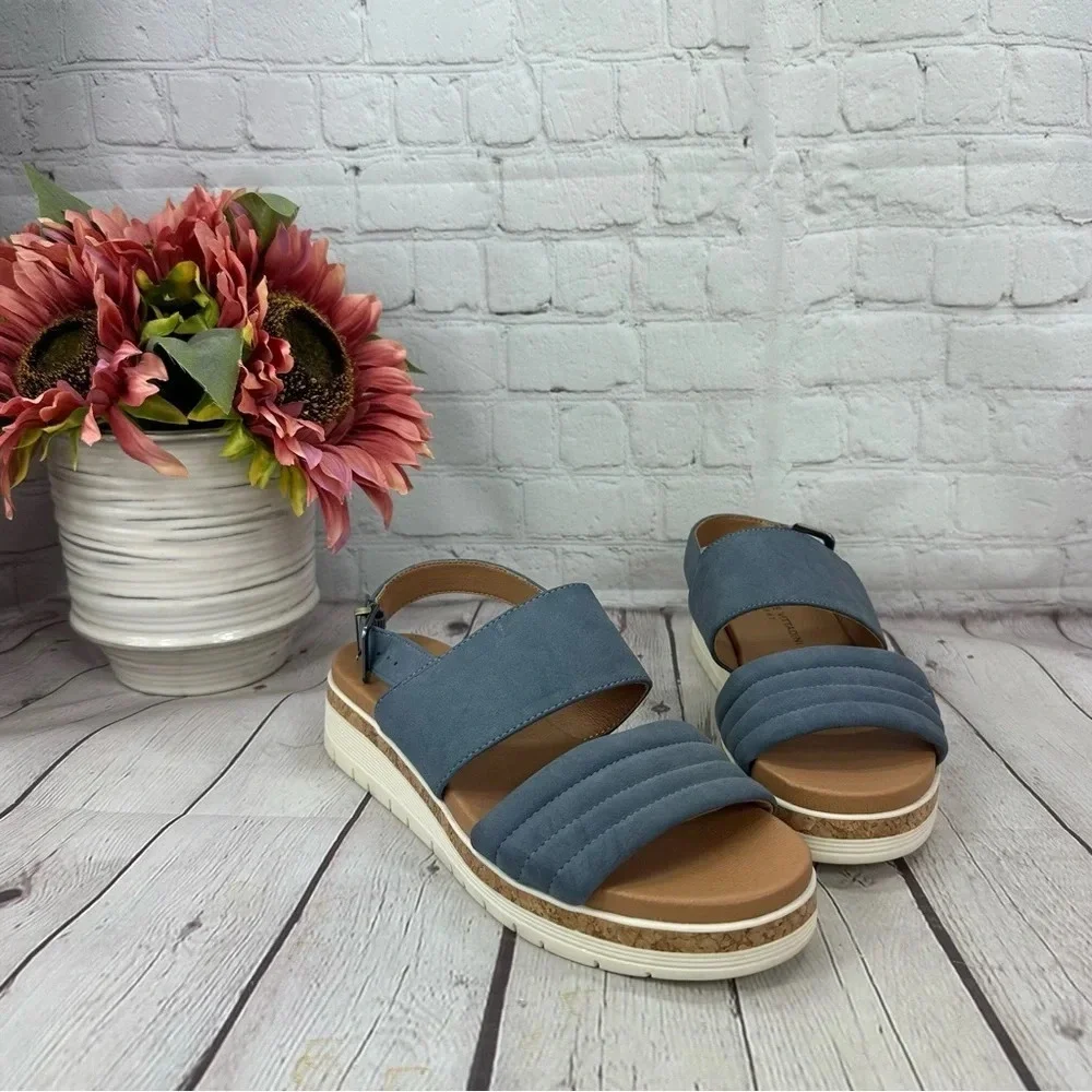 adrienne vittadini sport wedge sandals steel grey color size 7.5
